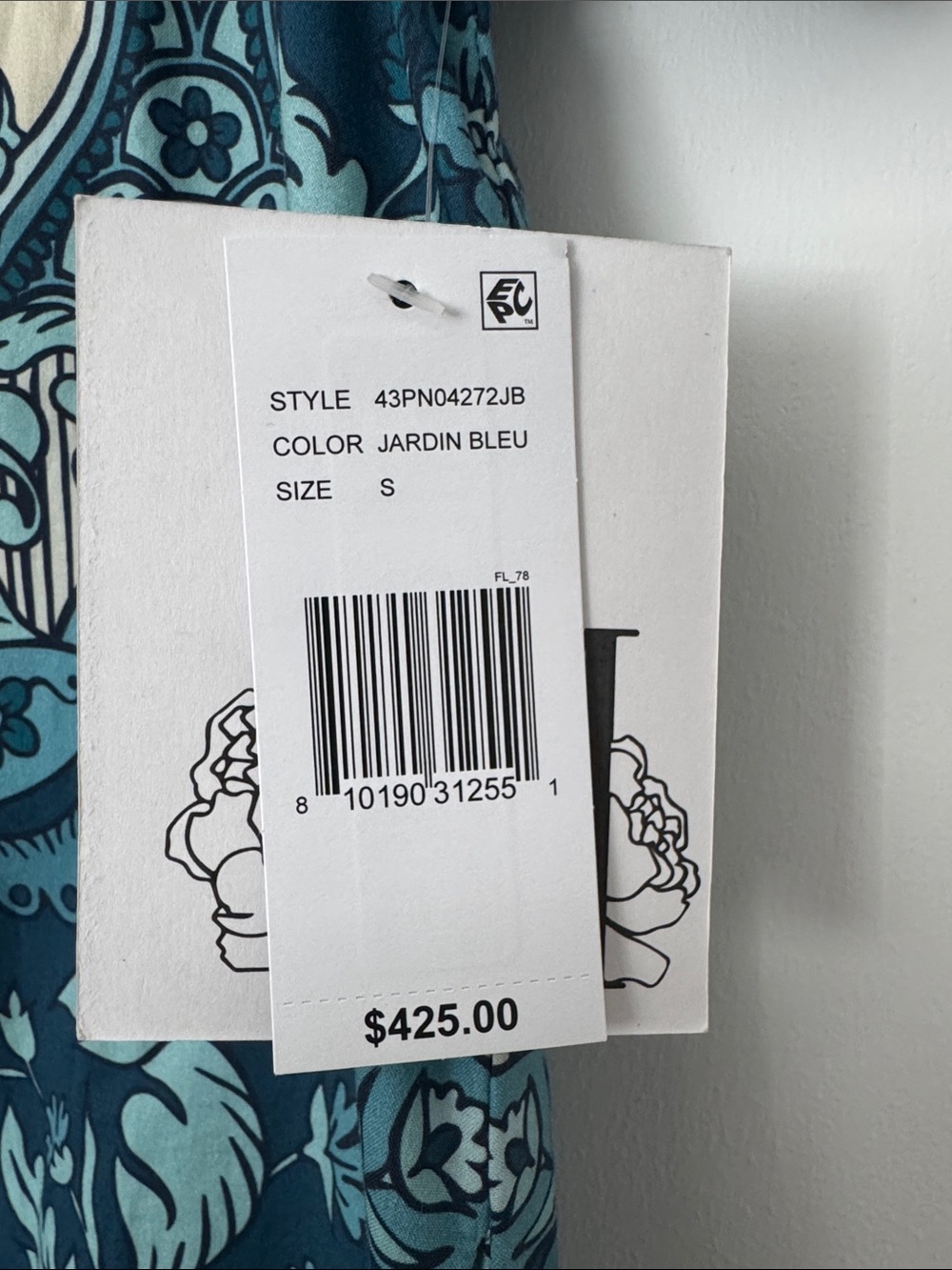 Blue Floral Midi Dress with Button Front - Picture 3 of 5